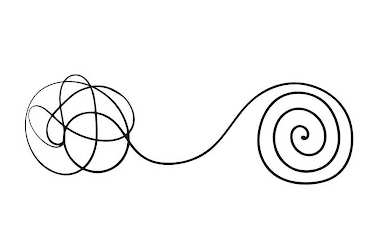 anxiety support - image of a chaotic ball of string transformed into a neat spiral